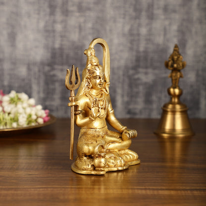 Pure Brass Lord Shiva Detailed Statue with Kamandala | 7 Inch