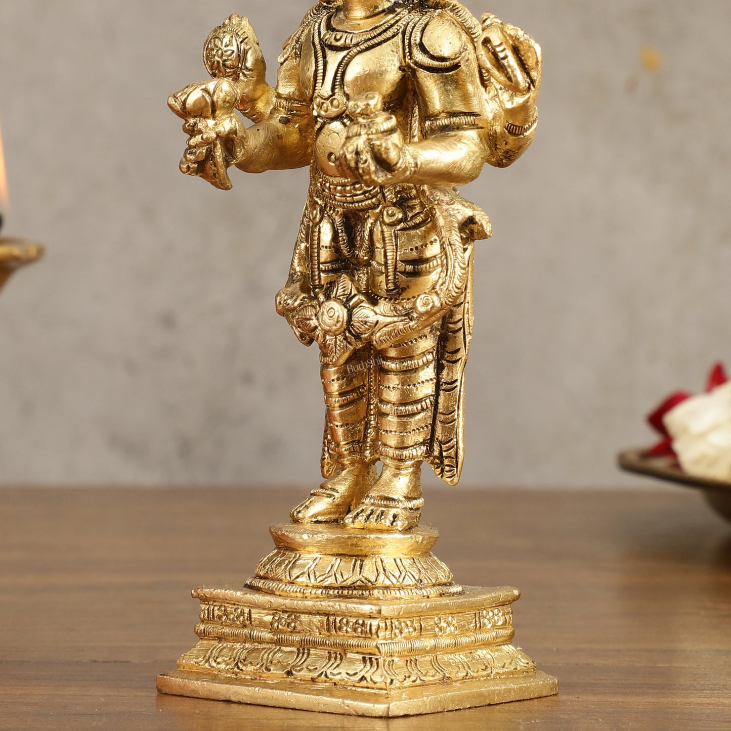 Pure Brass Dhanvantari God of Ancient Medicine Idol - 6.5 in Height