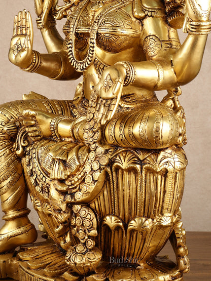 Brass Superfine Goddess Lakshmi Statue | 25x13x7.5 Inches | 26.30 KG