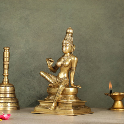 Brass Parvati Idol 9"