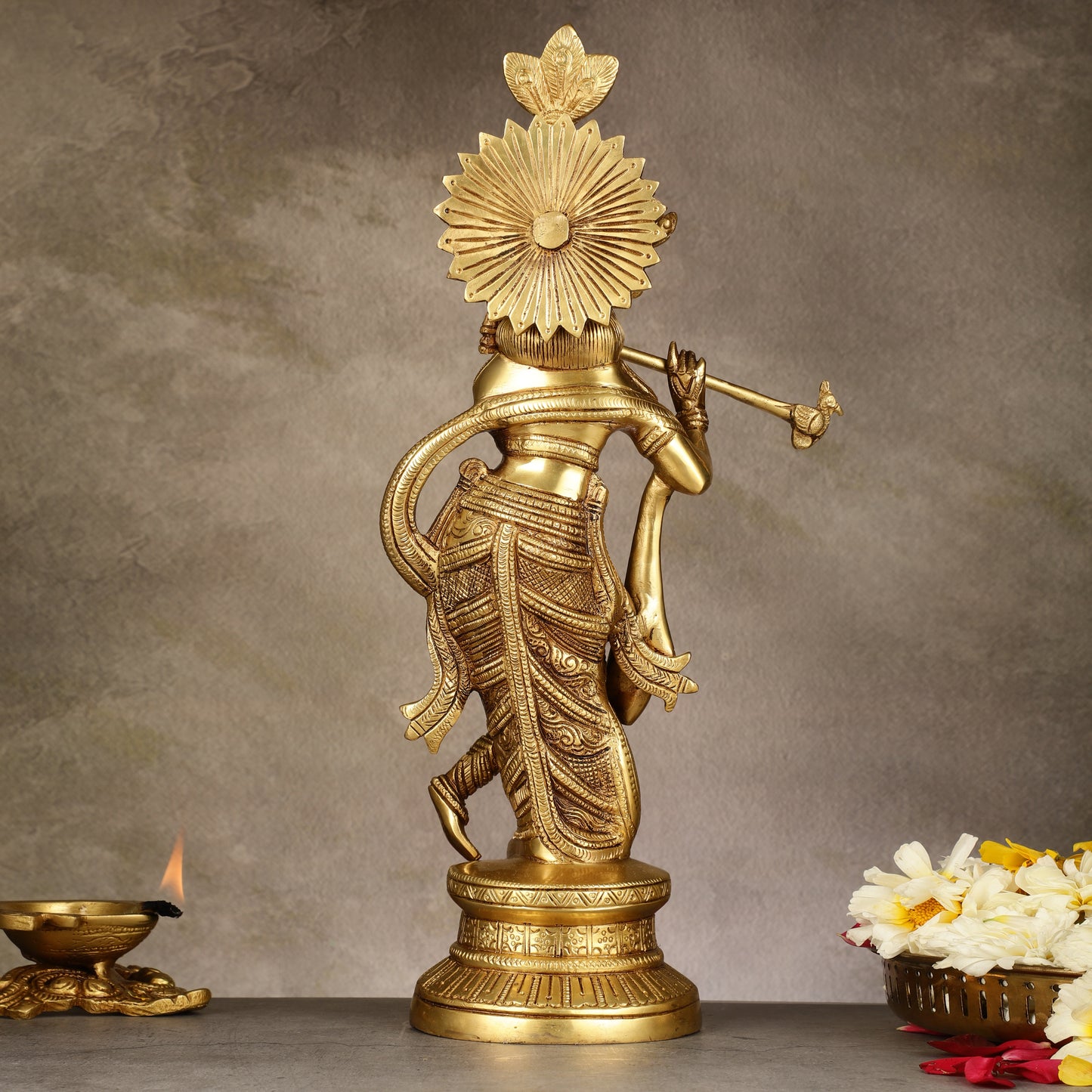 Pure Brass Lord Krishna Unique Statue | 15.5"