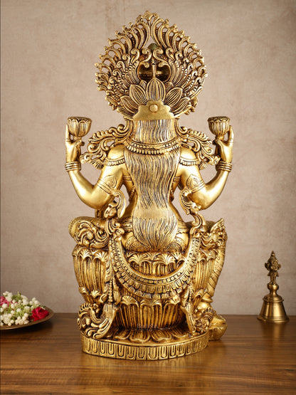 Brass Superfine Goddess Lakshmi Statue | 25x13x7.5 Inches | 26.30 KG