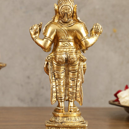 Pure Brass Dhanvantari God of Ancient Medicine Idol - 6.5 in Height