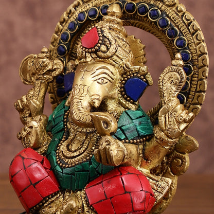 Superfine Brass Ganesh Lakshmi Idol Pair | 5.5-inch, 3 kg