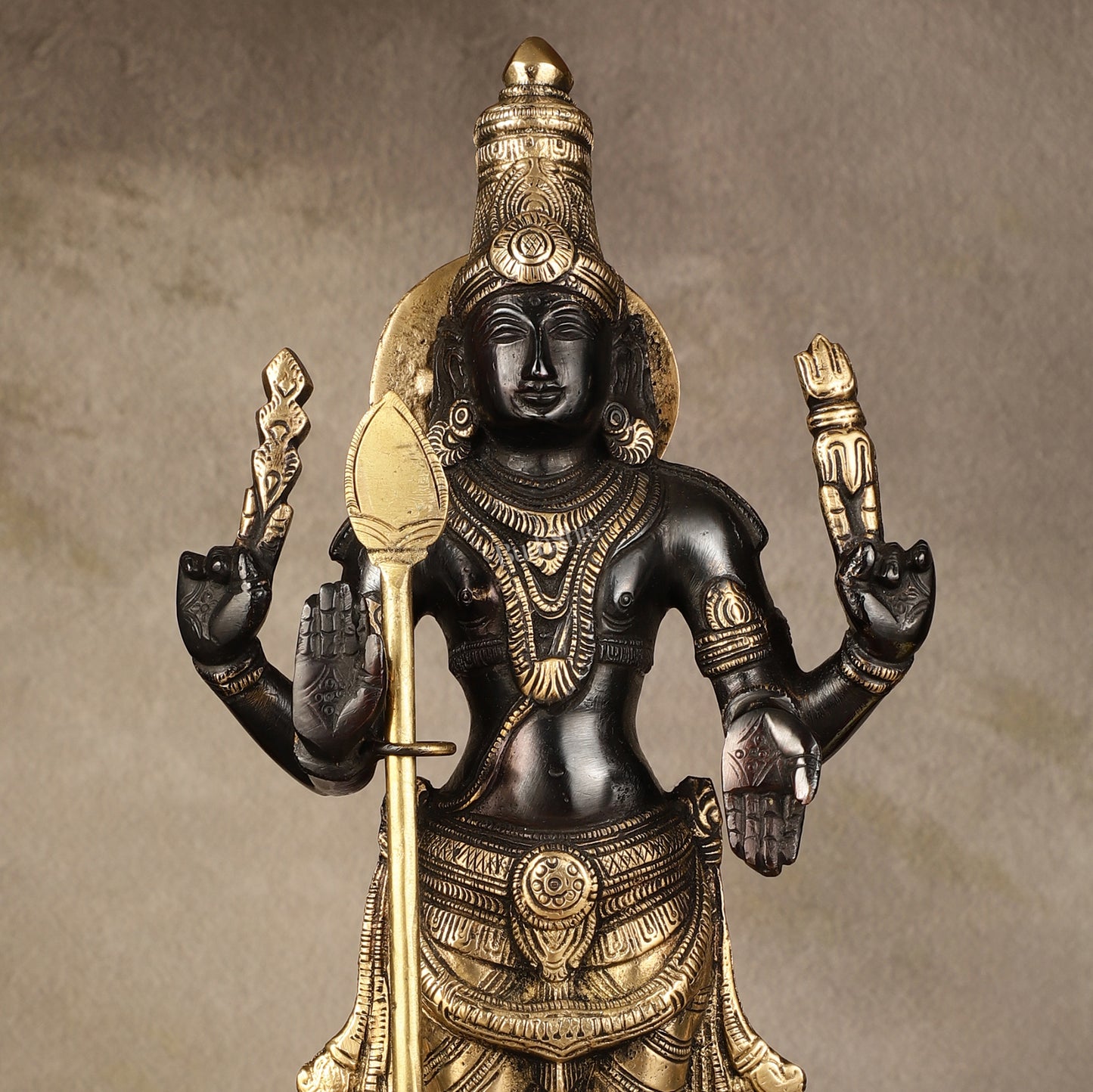 Pure Brass Kartikeya Murugan Swamy Statue - 14 inch