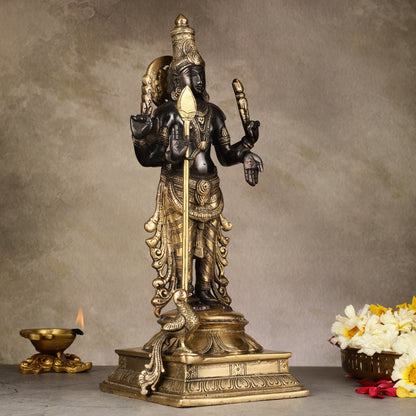 Pure Brass Kartikeya Murugan Swamy Statue - 14 inch