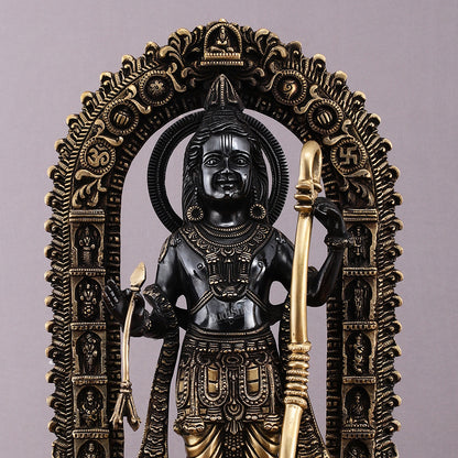 Majestic Ayodhya Ram Lalla Superfine Brass Sculpture - Black Edition, 18.5 Inch