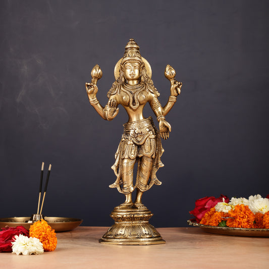 Brass Standing Lakshmi Idol 10"