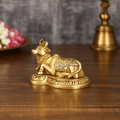 Pure Brass Small Nandi Idol | 3 Inch Height