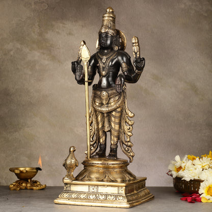 Pure Brass Kartikeya Murugan Swamy Statue - 14 inch