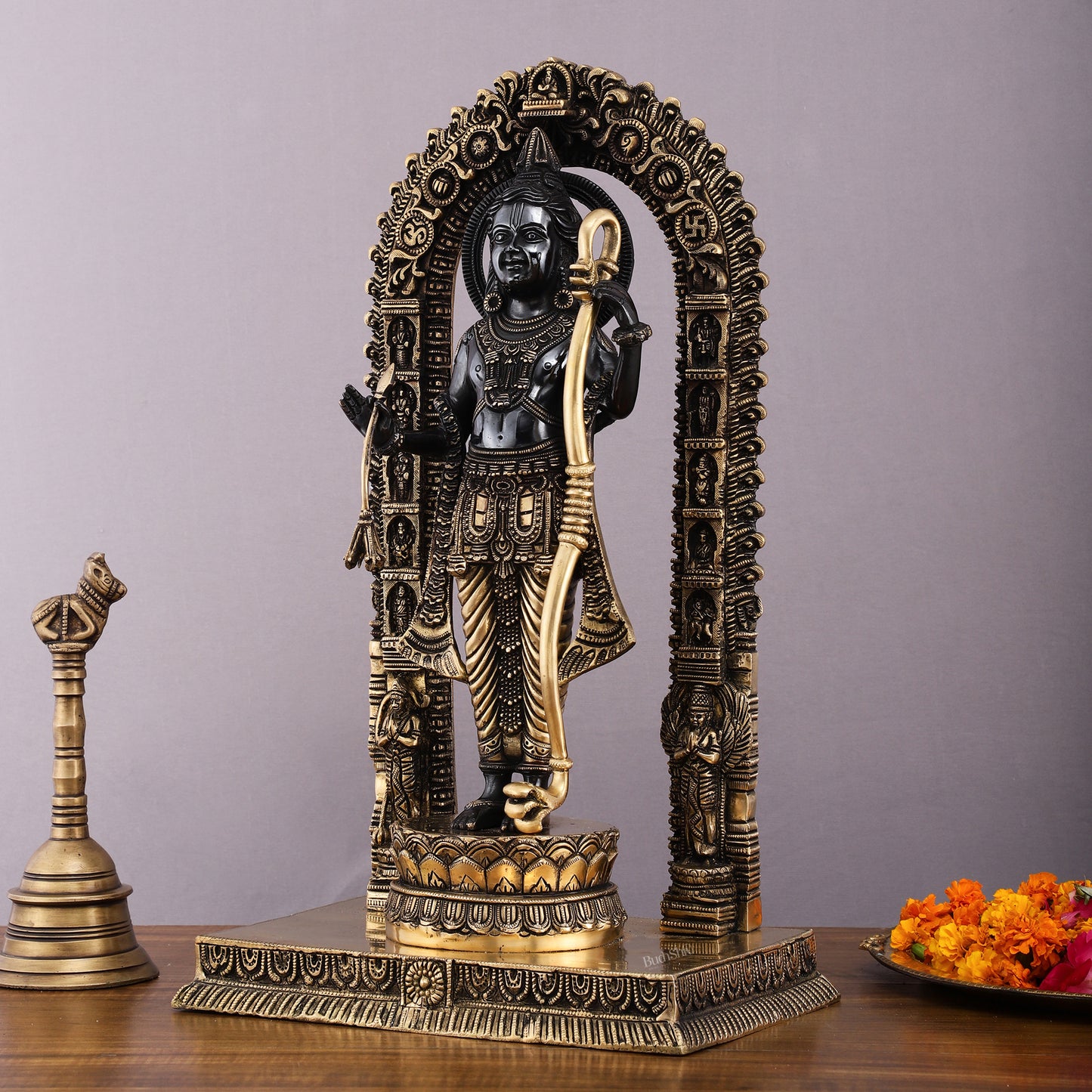 Majestic Ayodhya Ram Lalla Superfine Brass Sculpture - Black Edition, 18.5 Inch