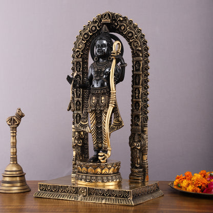 Majestic Ayodhya Ram Lalla Superfine Brass Sculpture - Black Edition, 18.5 Inch