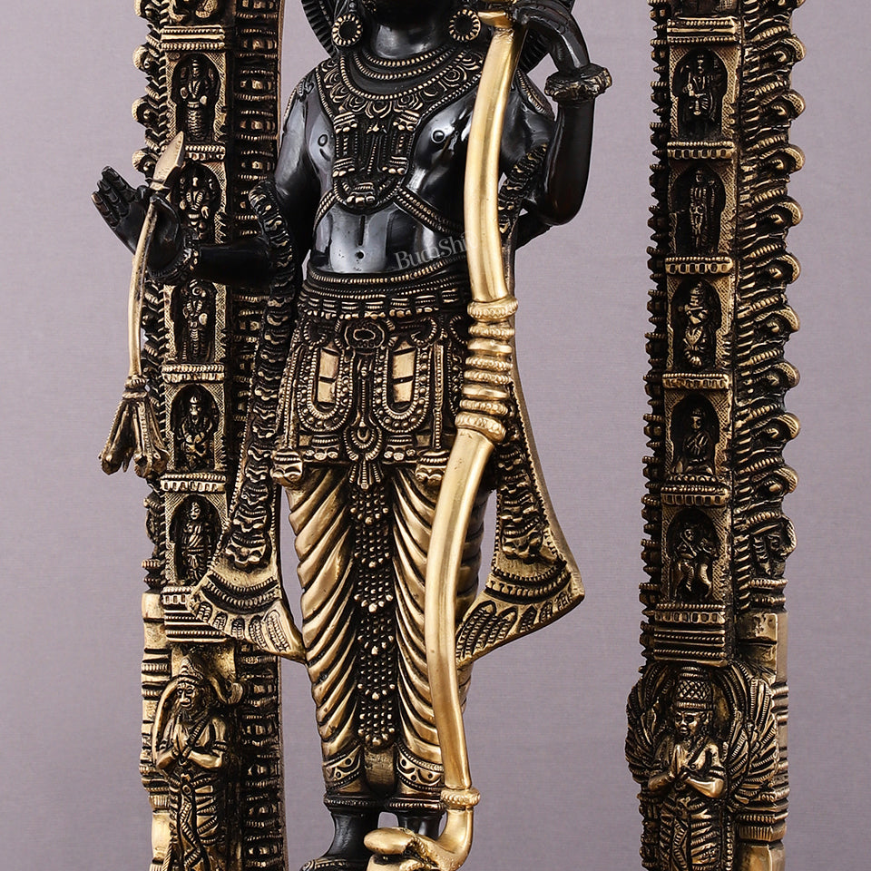 Majestic Ayodhya Ram Lalla Superfine Brass Sculpture - Black Edition, 18.5 Inch