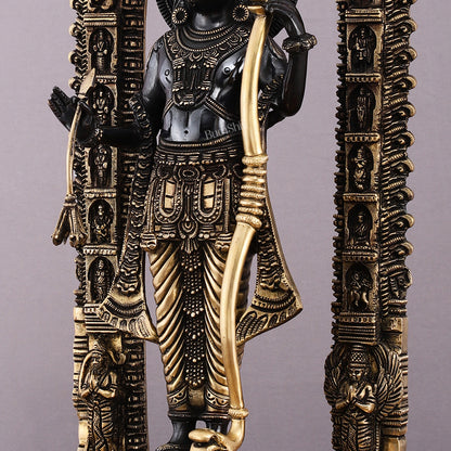 Majestic Ayodhya Ram Lalla Superfine Brass Sculpture - Black Edition, 18.5 Inch