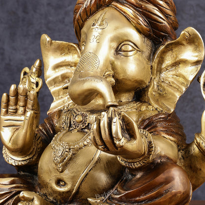 Brass Duel tone Pagadi Ganesha idol 14"