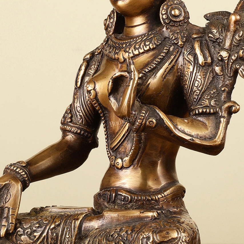 Pure Brass White Tara Devi Idol  10.5"