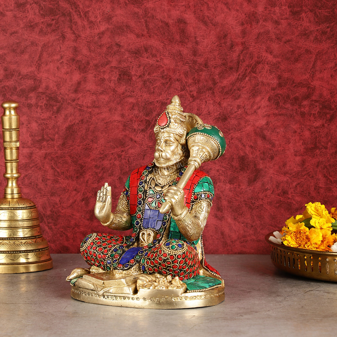 Pure Brass Blessing Lord Hanuman Idol blessing hand 7 inch
