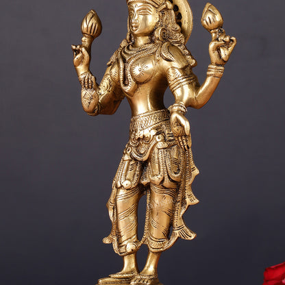 Brass Standing Lakshmi Idol 10"