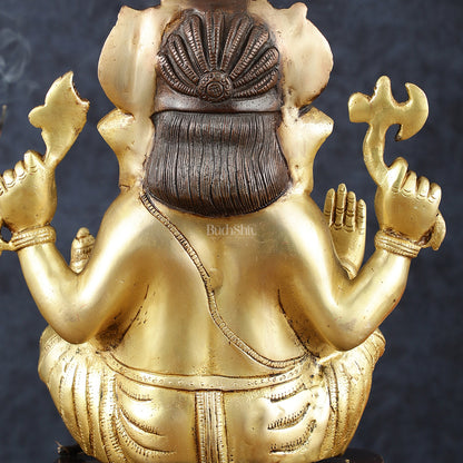 Brass Ganapati Idol – Handcrafted with Right-Side Trunk, 16" Height