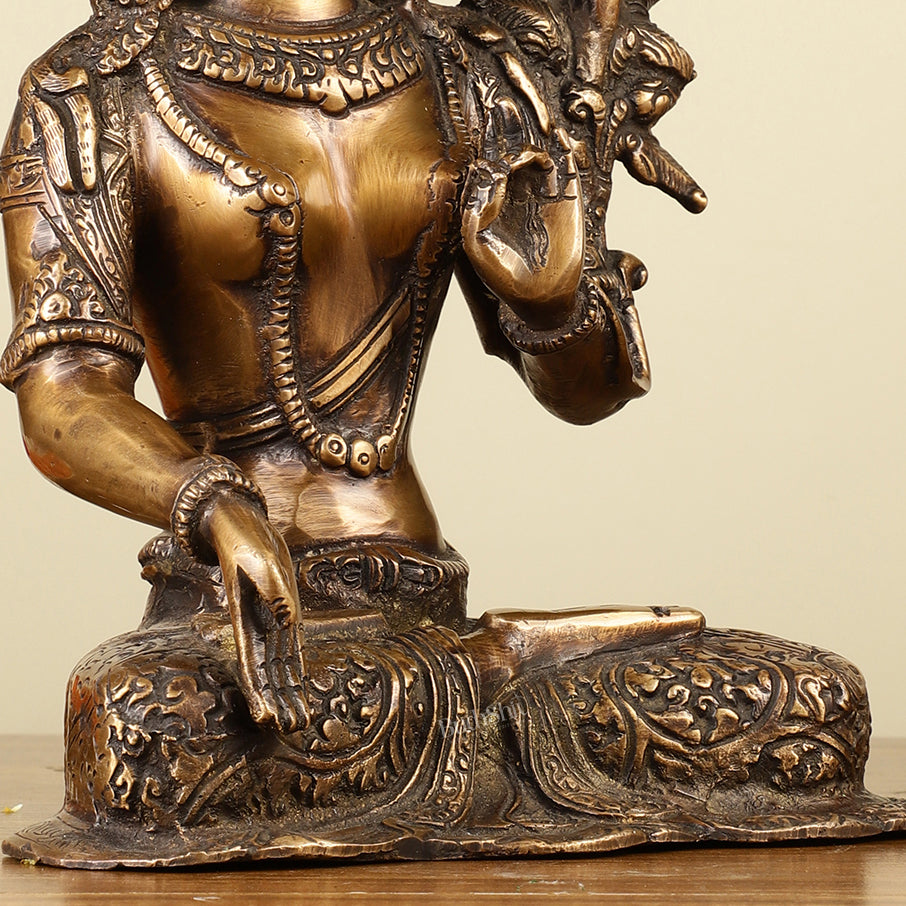 Pure Brass White Tara Devi Idol  10.5"