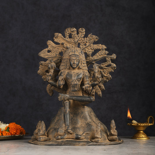 Antique Brass Dakshinamurthy Statue | 12" sand finish
