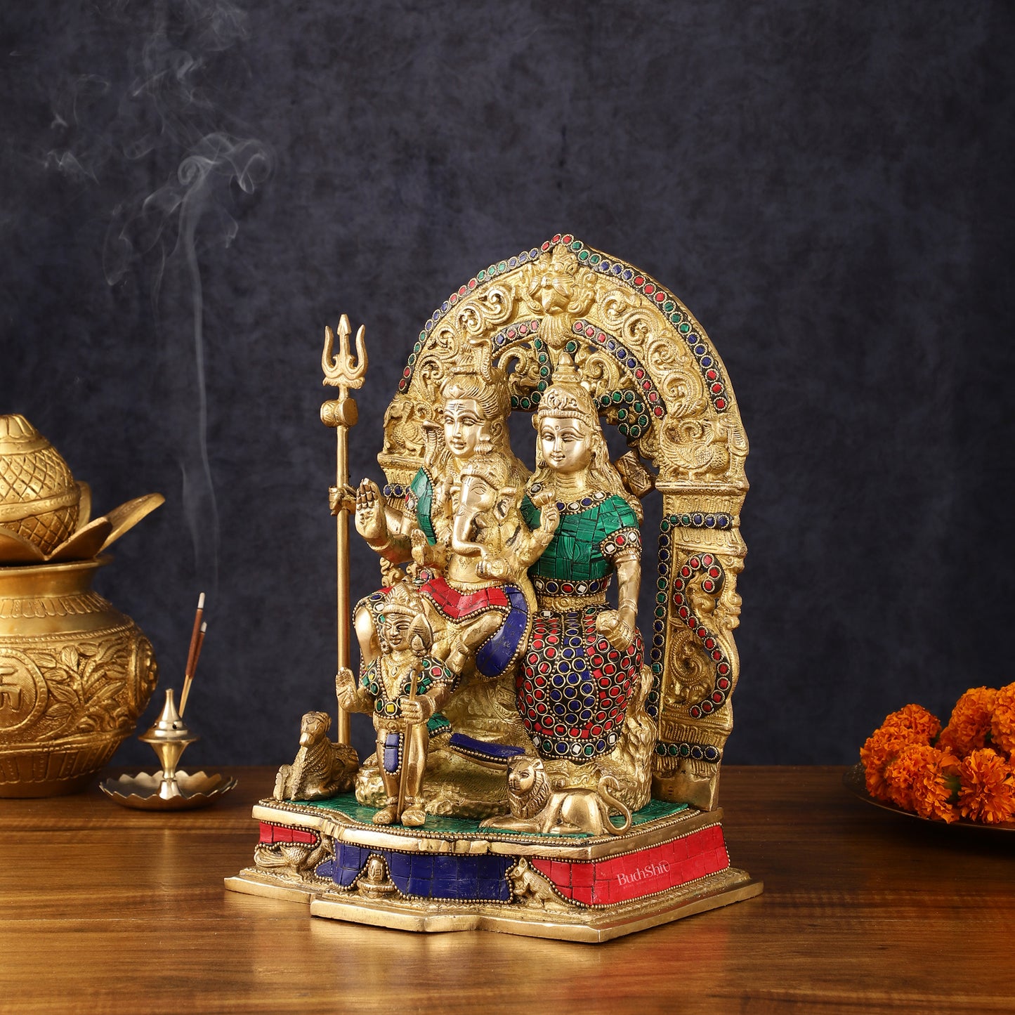 Brass Shiv Parivar Idol - Complete Divine Harmony - 12" Height