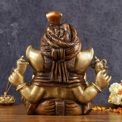 Brass Duel tone Pagadi Ganesha idol 14"