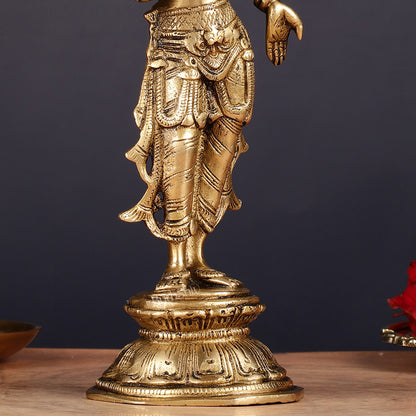 Brass Standing Lakshmi Idol 10"