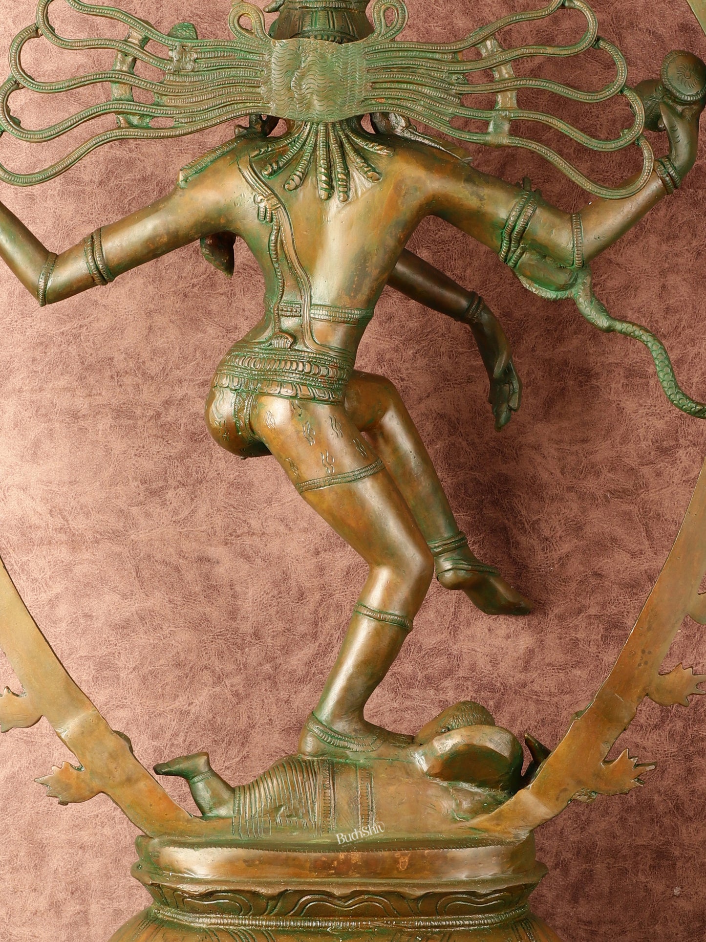 Unique Brass Nataraja Statue with Oval Arch - Antique Bronze Patina - 30" Tall