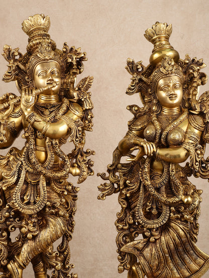 Pure Brass Superfine Radha Krishna Statue | 30" pair