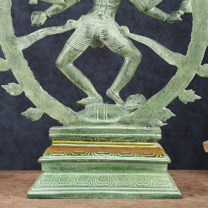 Vintage Brass Dancing Shiva as Nataraja Sculpture – 20" Height, Green Patina Finish