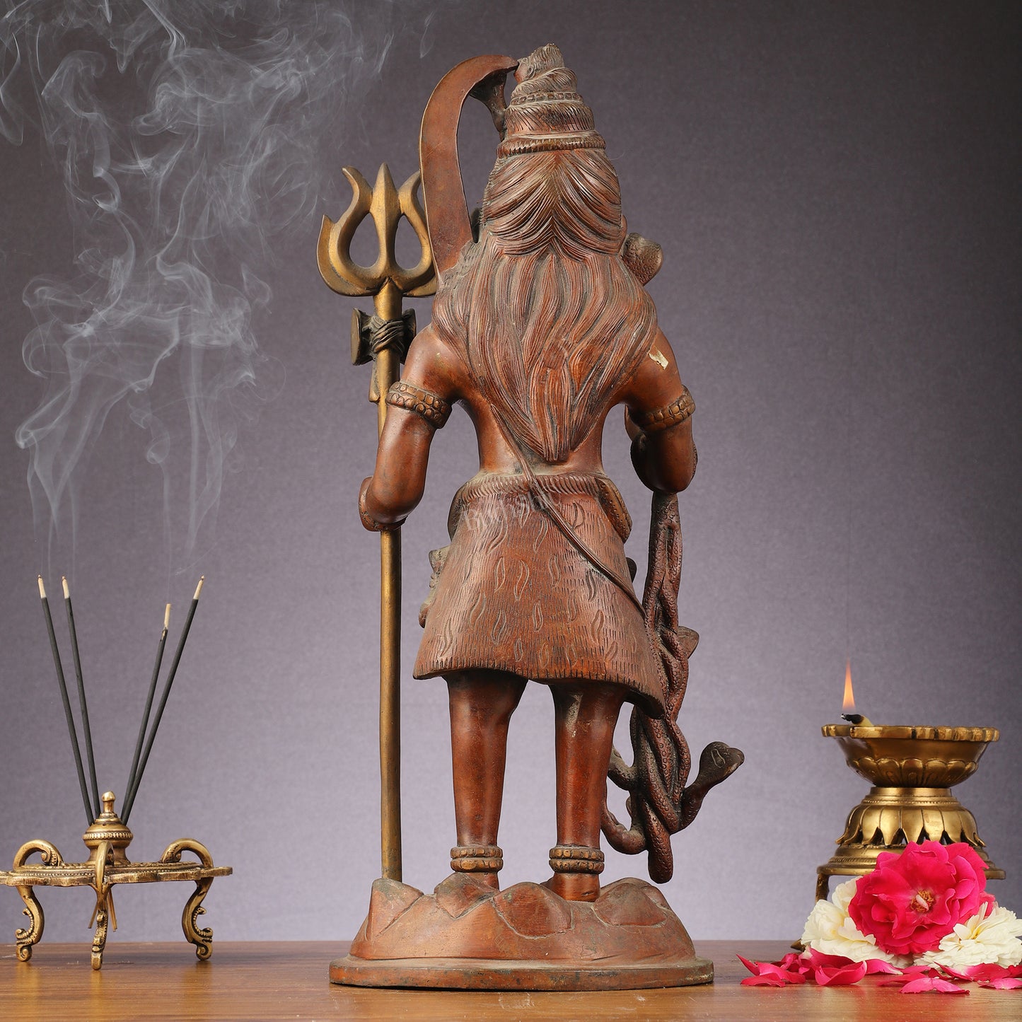 Brass Standing Lord Shiva Statue - Rustic finish - 18"
