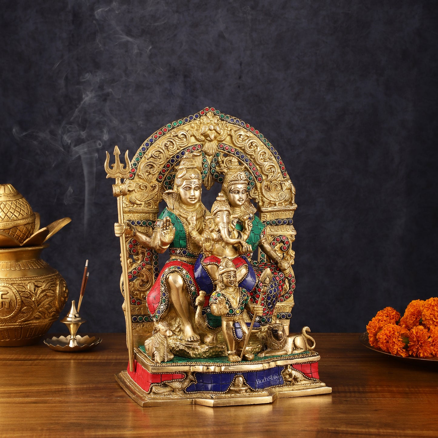 Brass Shiv Parivar Idol - Complete Divine Harmony - 12" Height