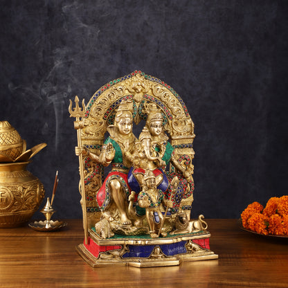 Brass Shiv Parivar Idol - Complete Divine Harmony - 12" Height