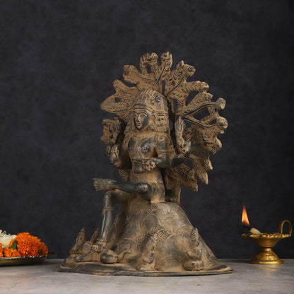 Antique Brass Dakshinamurthy Statue | 12" sand finish