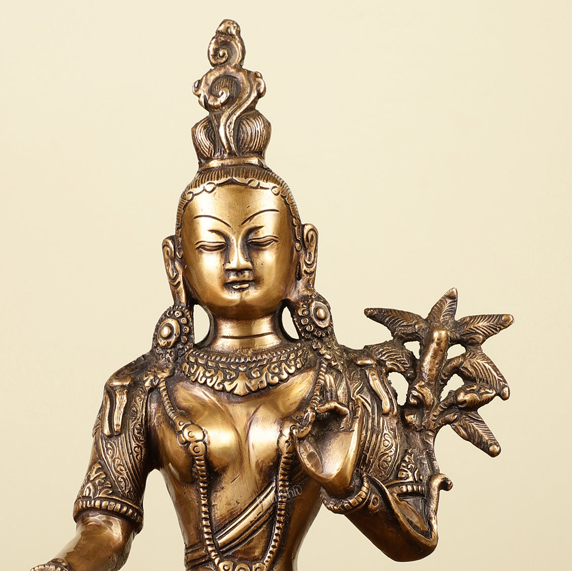Pure Brass Green Tara Devi Idol 10.5"