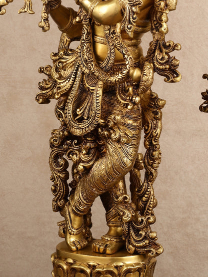 Pure Brass Superfine Radha Krishna Statue | 30" pair