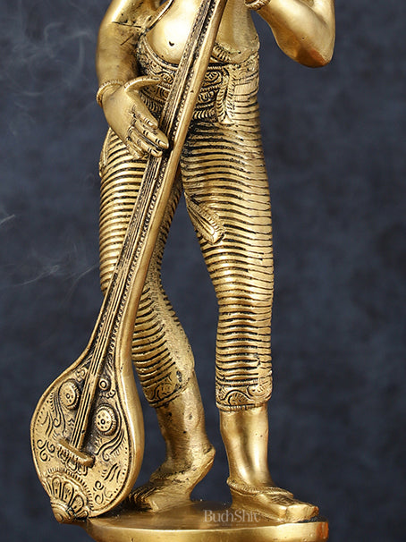 Brass Superfine Standing Goddess Saraswati Idol – 18" Height, Unique Design