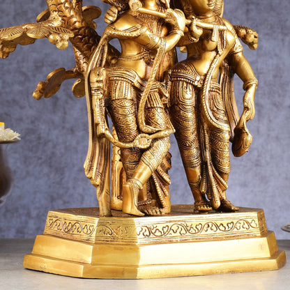 Pure Brass Radha krishna under tree idol 17 inch