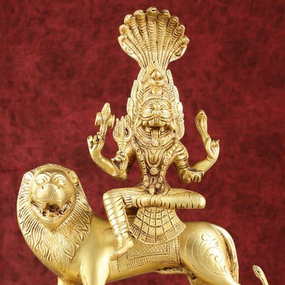 Pure Brass Superfine Goddess Pratyangira Devi Statue - 14"