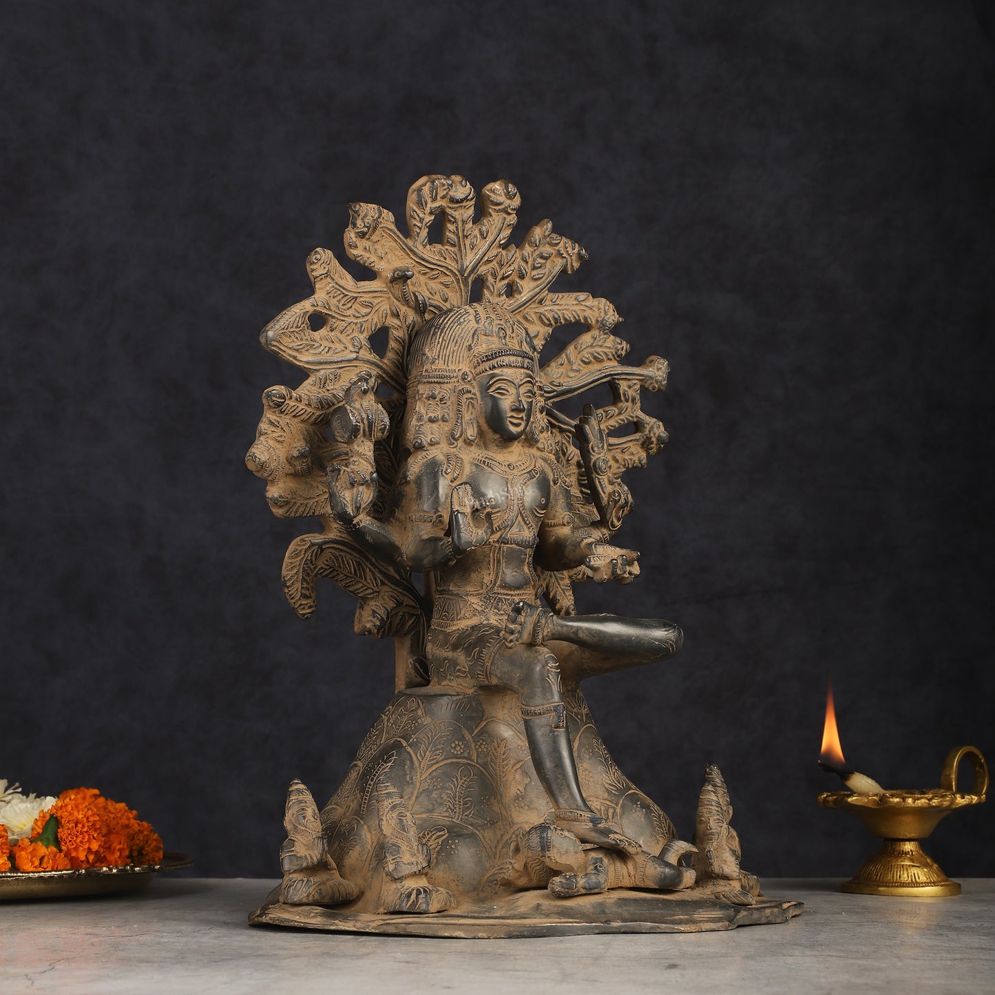 Antique Brass Dakshinamurthy Statue | 12" sand finish