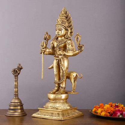 Pure Brass Large Kaal Bhairava Idol - 18.5 Inch Bhairo Baba Statue