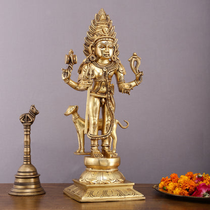 Pure Brass Large Kaal Bhairava Idol - 18.5 Inch Bhairo Baba Statue