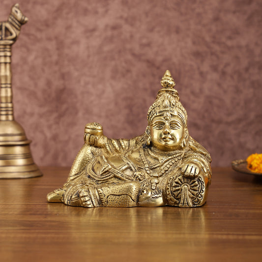 Brass Resting Kuber Idol 6 inch