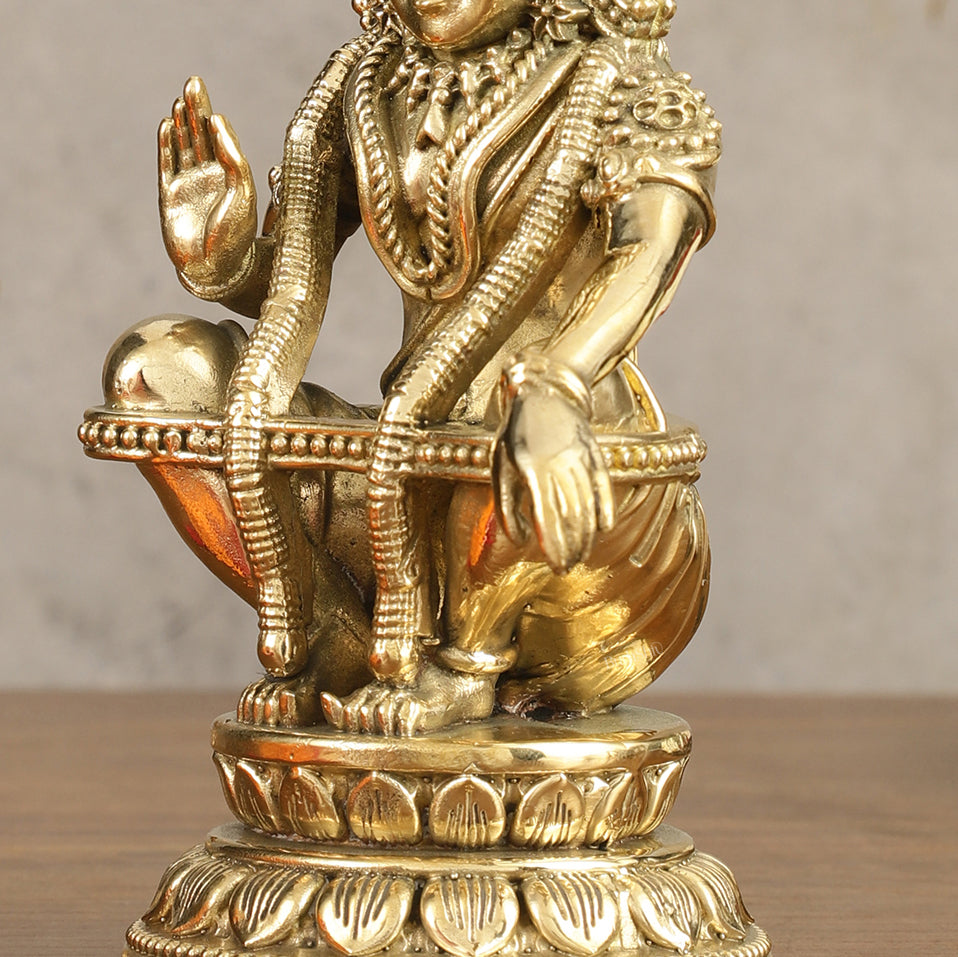 Pure Brass Superfine Ayyappa Swamy Idol - 6 in Height