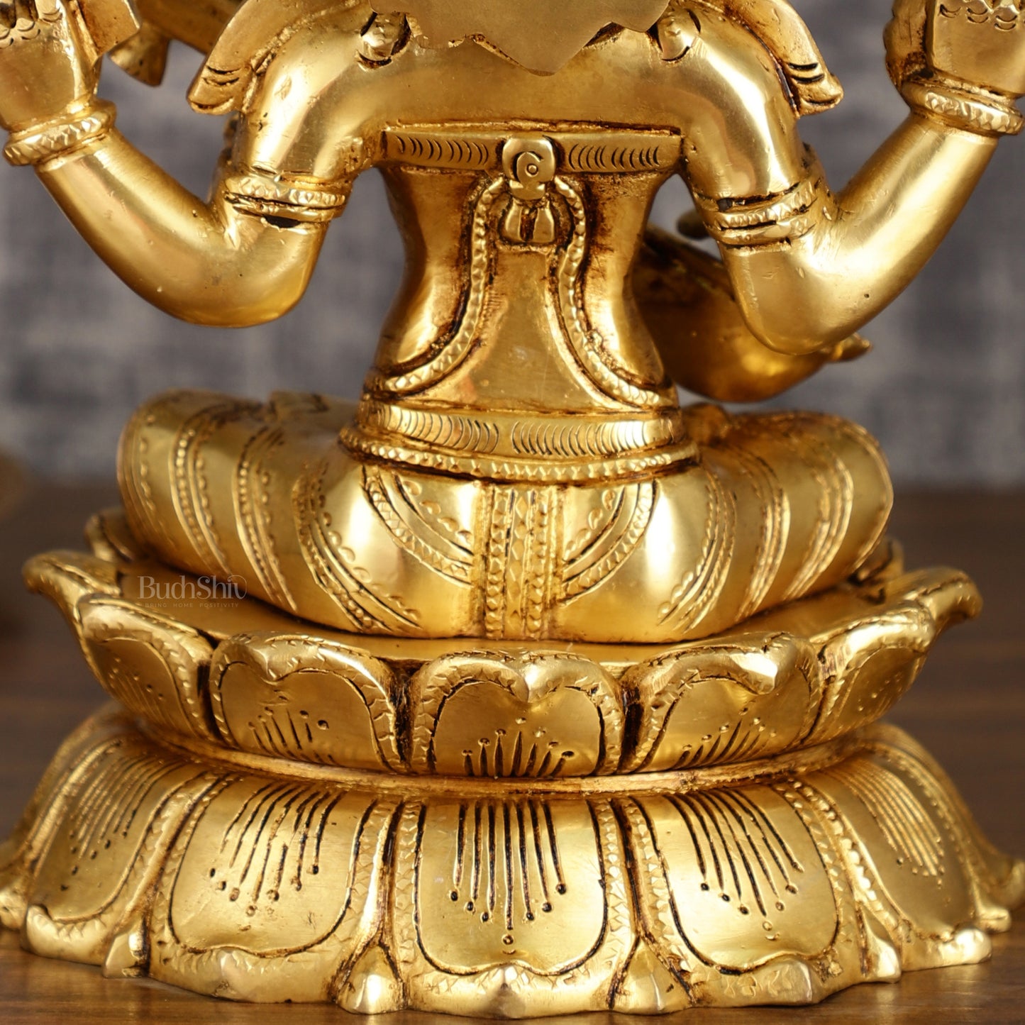 Brass Superfine Saraswati Statue on Lotus | 9 Inch