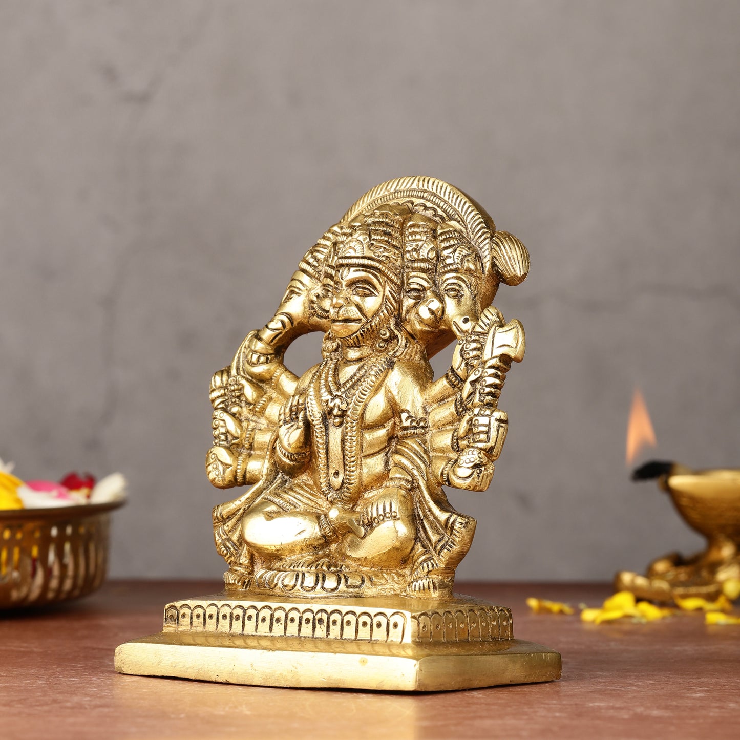 Brass Panchmukhi Hanuman Idol | 5"