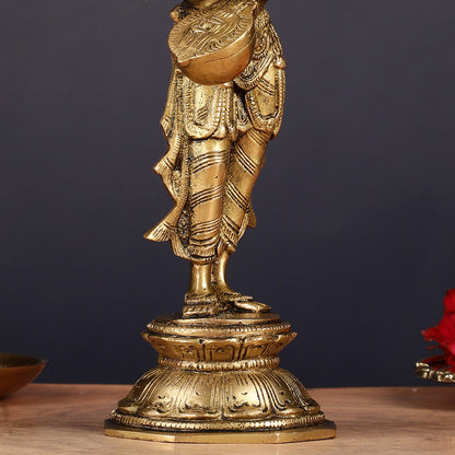 Brass Standing Saraswati Idol 10"