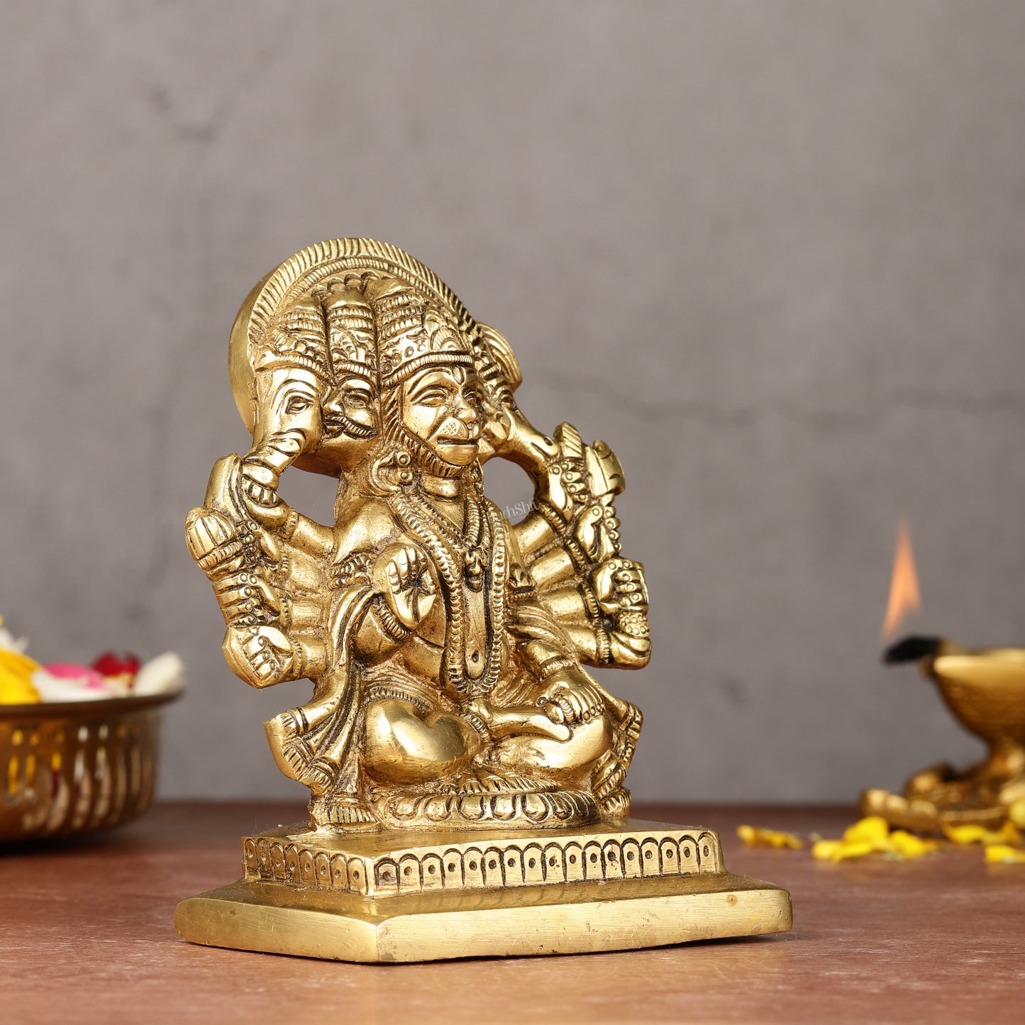 Brass Panchmukhi Hanuman Idol | 5"