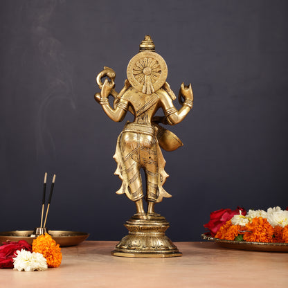 Brass Standing Saraswati Idol 10"